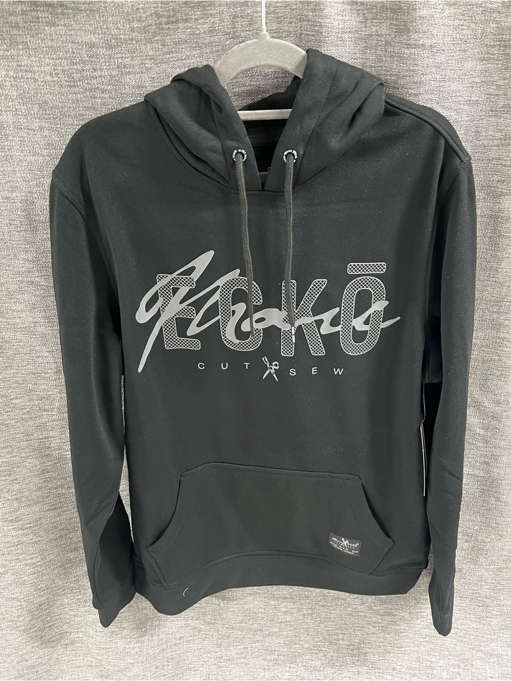Ecko Unlimited Black Hoodie with Gray Logo Print